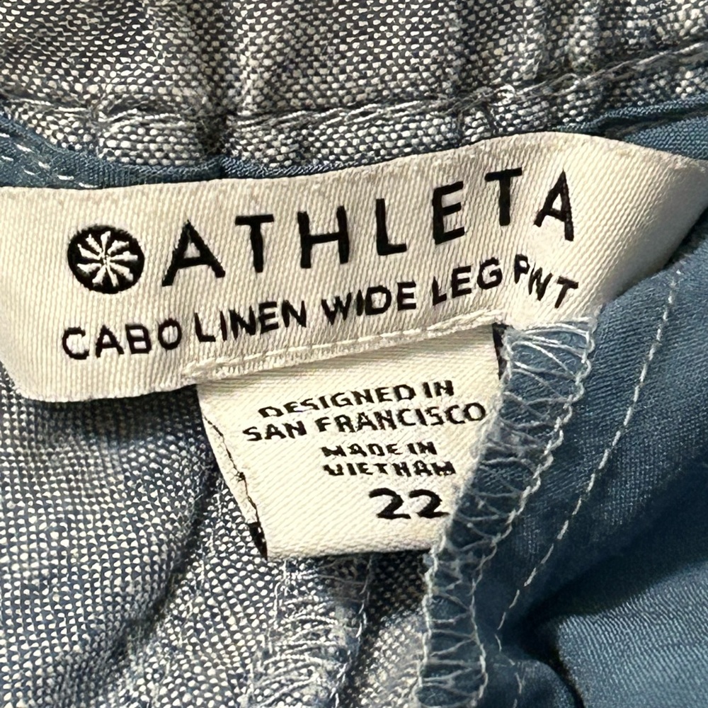 Athleta Cabo Linen Wide Leg Pants Chambray Color 100% Linen - Picture 9 of 12